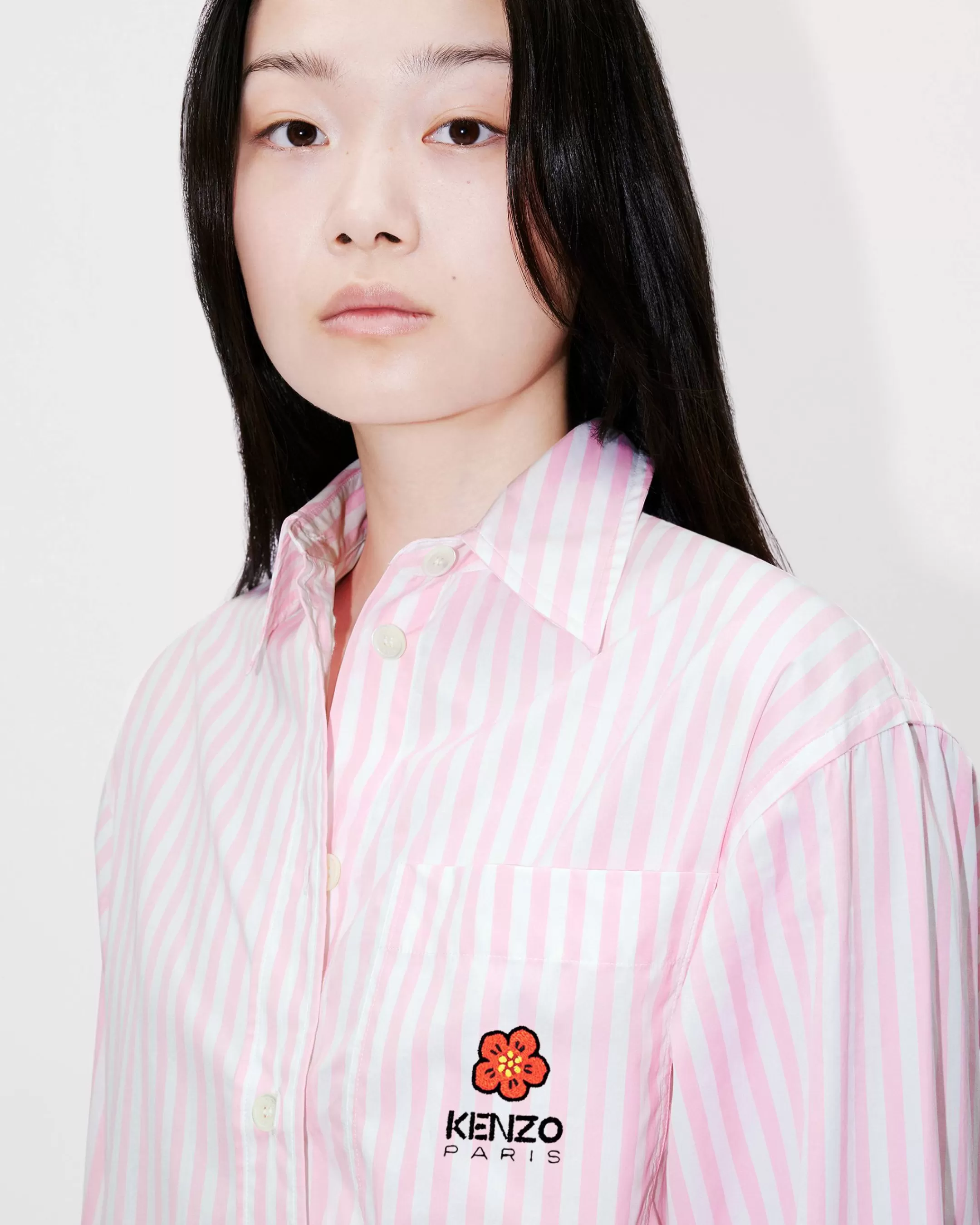New Camisa oversize de rayas bordada 'Boke Flower' Mujer Camisas y Tops