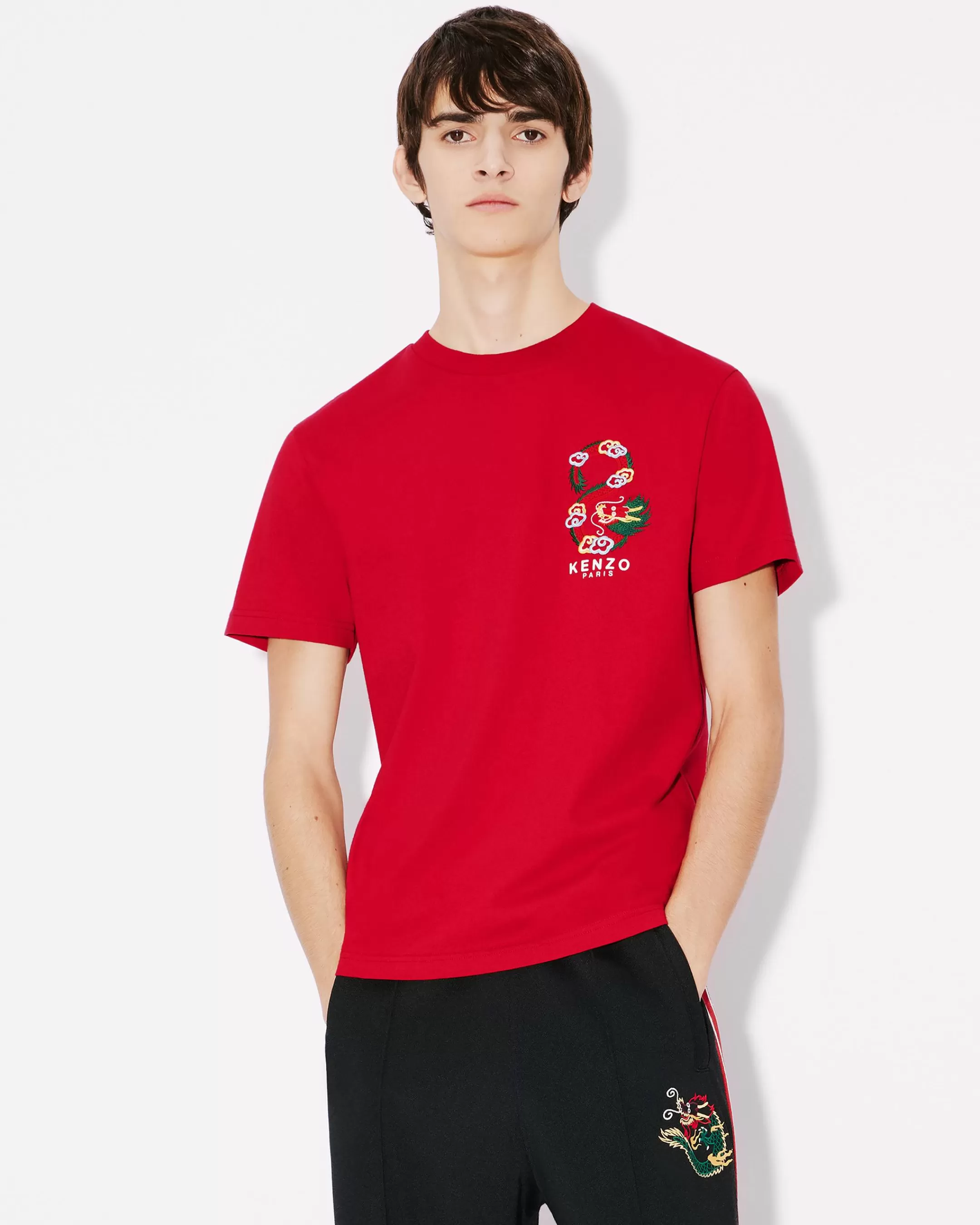 Online Camiseta de corte slim bordada 'Year of the Dragon' Mujer/Hombre Camisetas y Polos | Regalos